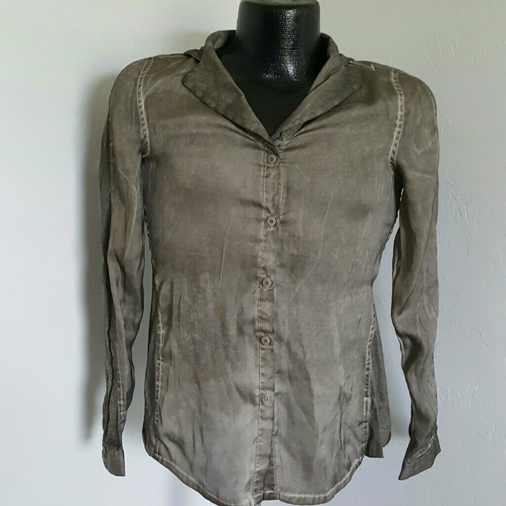 Jeans by Buffalo women top buttons up blouse long sleeve green size XS New